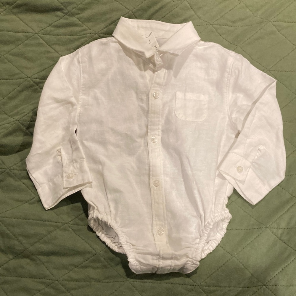 Janie and Jack White Linen/Cotten collared Shirt for Toddler Boy